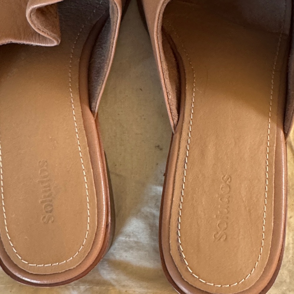 Soludos  Women's Tan Leather Slide Mules 9.5